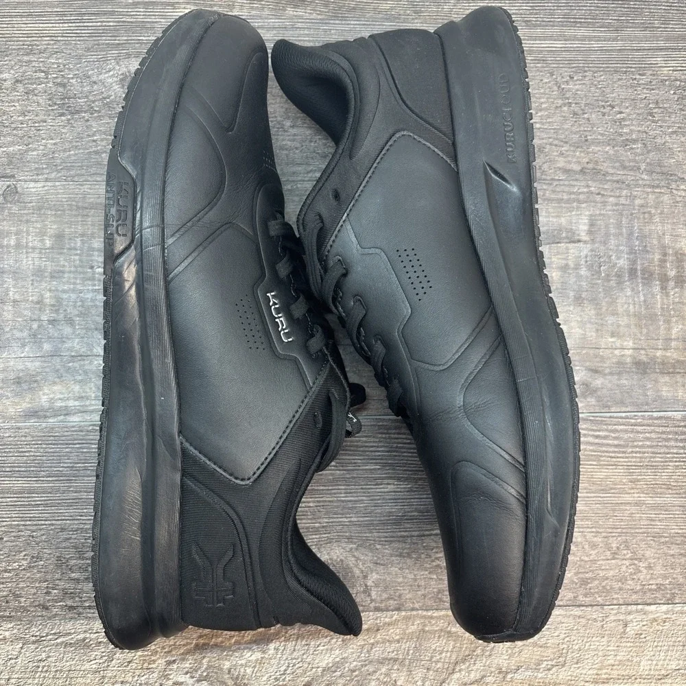 KURU Shift Men's 12 Sneaker Shoe‎ Jet Black Leather Anti-Slip Walking Work